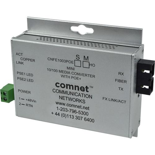 COMNET Single Mode 100 Mbps Media Converter with 48V POE