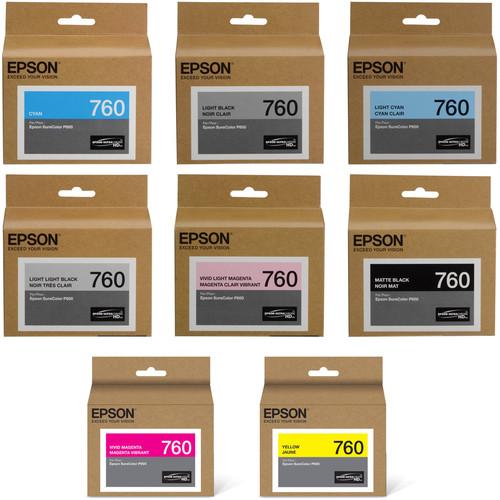 Epson T760 Ultrachrome HD Eight Ink Cartridge Kit with Matte Black