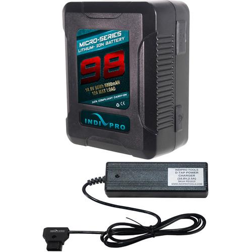 IndiPRO Tools Micro-Series 98Wh Li-Ion V-Mount Battery and D-Tap Pro Charger Kit