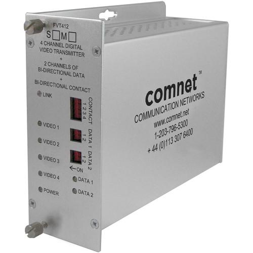COMNET Single Mode 1310 1550nm 4-Channel Digitally Encoded Video Transmitter 2-Channel Bi-Directional Data Transceiver with Contact Closure