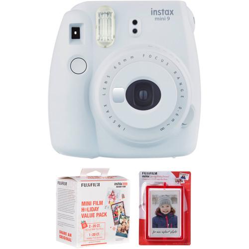 FUJIFILM instax mini 9 Instant Film Camera with Holiday Film Pack and Frame Kit
