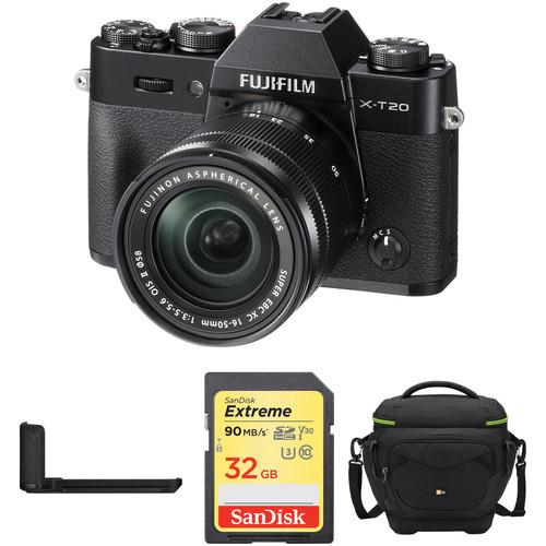 FUJIFILM X-T20 Mirrorless Camera with XC 16-50mm Lens, Grip, and Accessories Kit