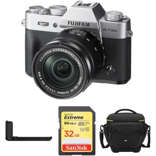 FUJIFILM X-T20 Mirrorless Camera with XC 16-50mm Lens, Grip, and Accessories Kit