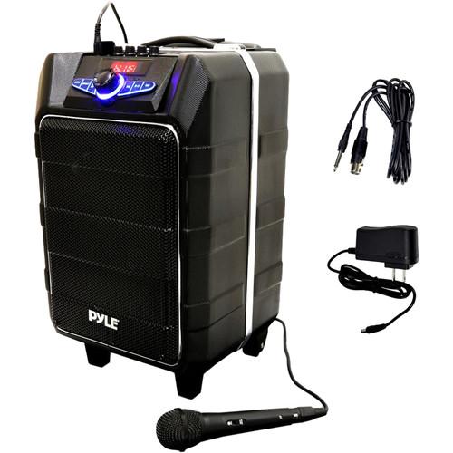 Pyle Pro 8" Active Portable Bluetooth Stereo Loudspeaker with Karaoke Microphone