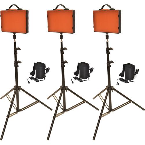 Bescor LED220TB 900W 3-Light Daylight LED Kit with Batteries