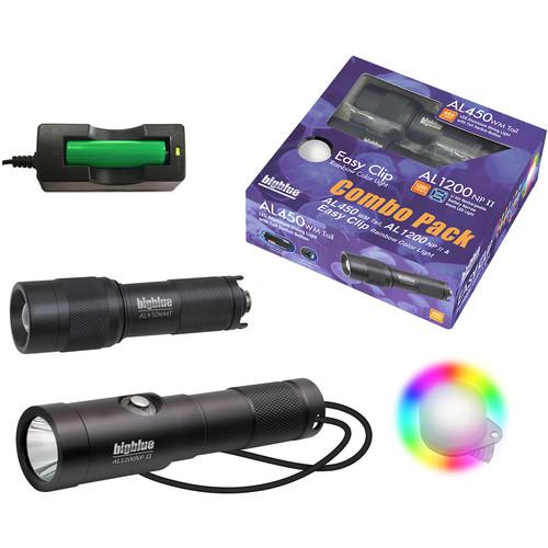 Bigblue Combo Pack: AL450 Wide & AL1200NP-II Dive Lights with Rainbow Clip