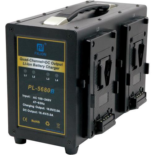 Fxlion 4-Channel V-Mount Battery Charger with DC Output for HD Video Camera