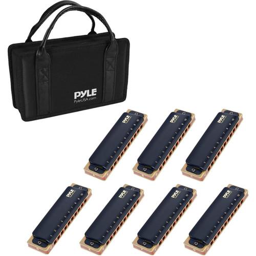 Pyle Pro Kit of Classic Style Diatonic Harmonicas with Brass Cover Plates