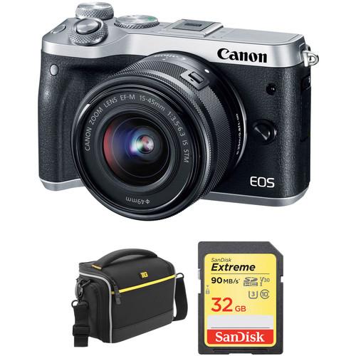 Canon EOS M6 Mirrorless Digital Camera with 15-45mm Lens and Accessories Kit