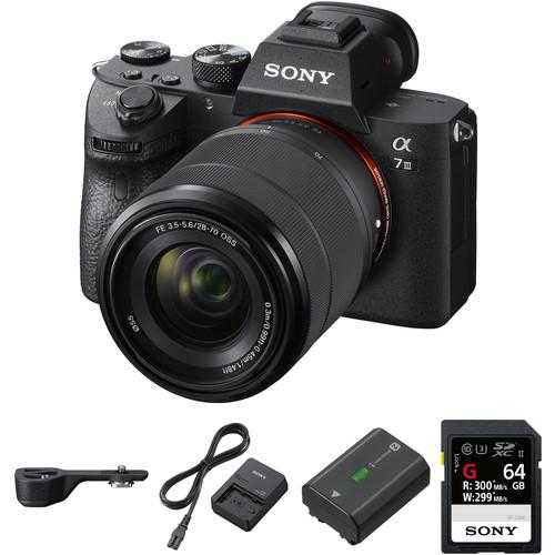 Sony Alpha a7 III Mirrorless Digital Camera with FE 28-70mm f 3.5-5.6 OSS Lens, Grip & Accessories Kit