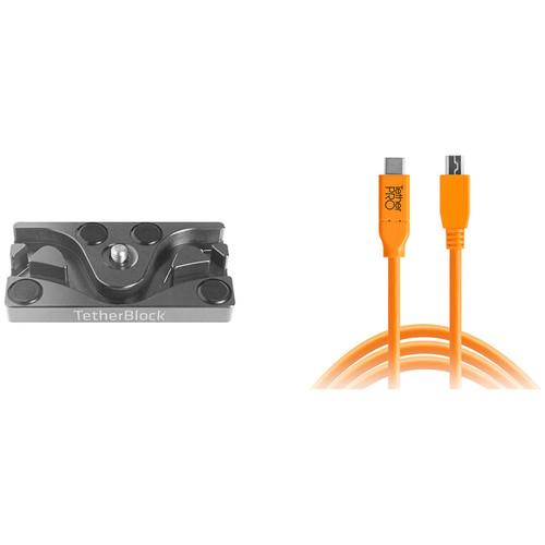 Tether Tools TetherPro USB 2.0 Type-C to Mini-USB Type-B Cable & TetherBLOCK MC Multi Cable Mounting Plate Kit