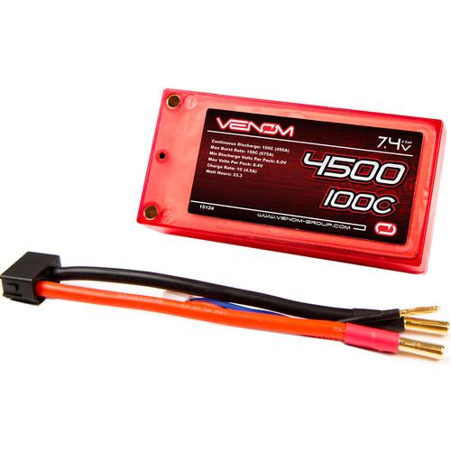 Venom Group Venom 100C 2S 4500mAh 7.4V Lipo Battery Shorty Pack Roar Approved With Uni Plug