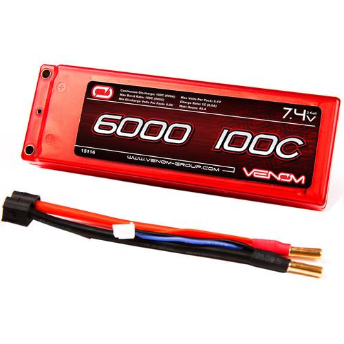 Venom Group Venom 100C 2S 6000mAh 7.4V Lipo Battery Hard Case Rc Roar Approved With Uni Plug