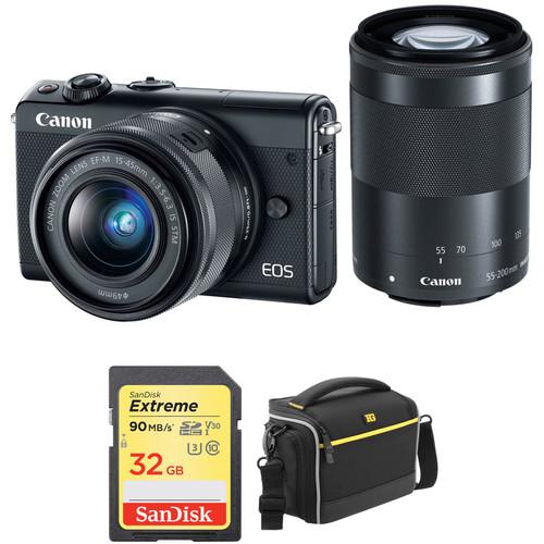 Canon EOS M100 Mirrorless Digital Camera with 15-45mm and 55-200mm Lenses and Accessories Kit