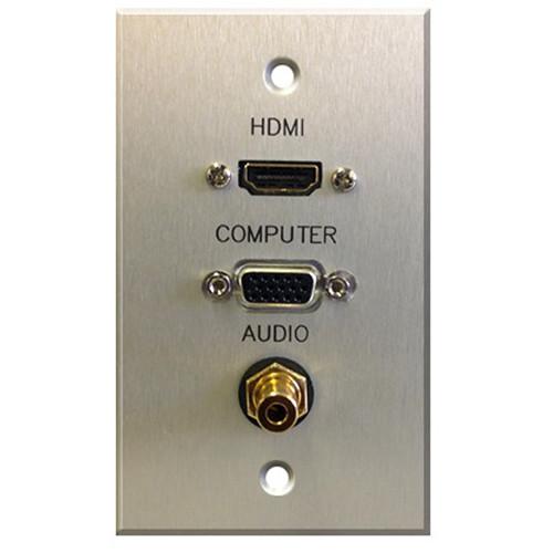 Comprehensive Single Gang Wallplate-HDMI Female pigtail, VGA Female, and 3.5mm Stereo Mini Female-passthru