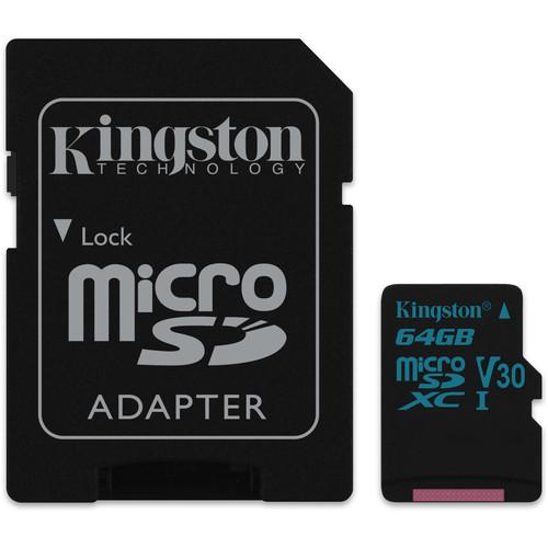 Kingston 64GB Canvas Go! UHS-I microSDXC Memory Card with SD Adapter