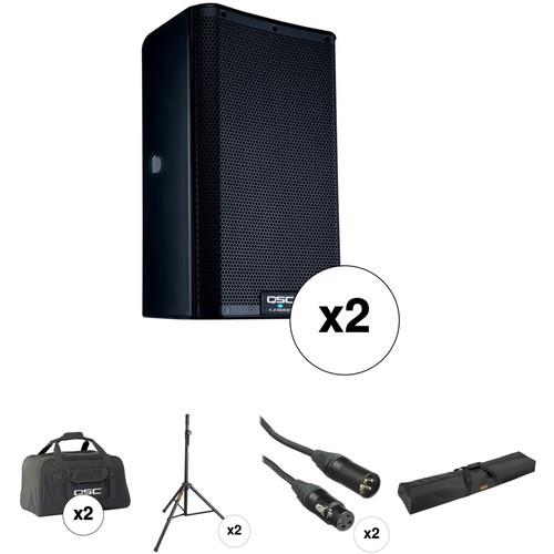 QSC K8.2 K.2 Series 8" 2000W Powered Speaker Pair with Essential Accessories Kit