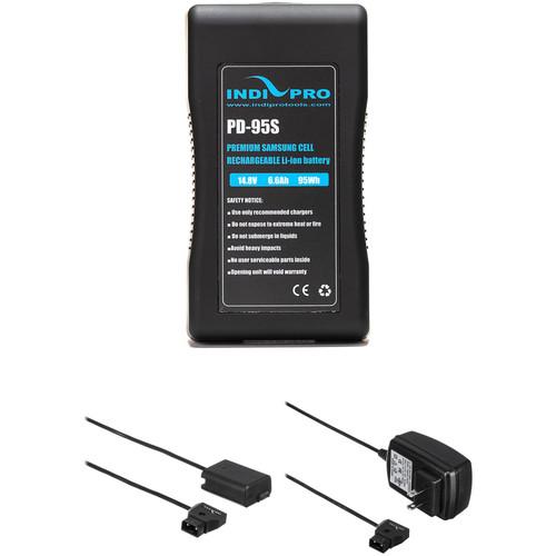IndiPRO Tools 95Wh V-Mount Battery with a7 Series Dummy Battery Cable & Charger Kit