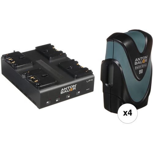 Anton Bauer LP4 Quad Charger with 4 Digital 90 Batteries Gold Mount Kit