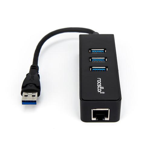 Rocstor 3-Port USB 3.0 Hub with Gigabit Ethernet
