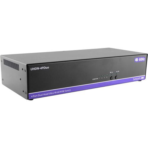 Smart-AVI 4-Port Dual-Head HDMI 2.0 KVM Switch with USB 2.0 and Audio