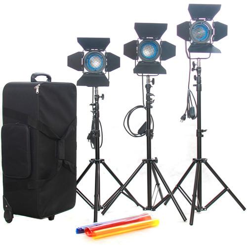 CAME-TV 3 x 300W 500W Fresnel Tungsten Continuous Lights