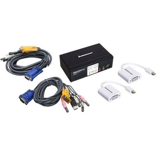 IOGEAR Miniview KVM Switch Kit with Two Mini DisplayPort Adapters