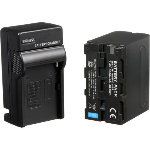 Dracast 2x NP-F 6600mAh Batteries and 2 Charger Kit with V-Mount to NP-F Converter