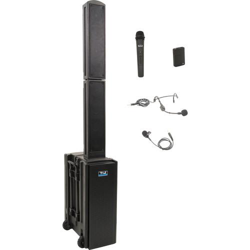 Anchor Audio BEA-DUAL-HB Beacon 2 Dual Package Portable Line Array Sound System with Bluetooth, AIR Transmitter, Bodypack & Wireless Handheld Microphone Transmitters