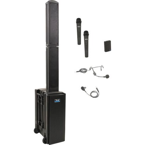 Anchor Audio BEA-TRIPLE-HHB Beacon 2 Triple Package Portable Line Array Sound System with Bluetooth, AIR Transmitter, Two Wireless Handheld Microphone Transmitters, and Bodypack Transmitter