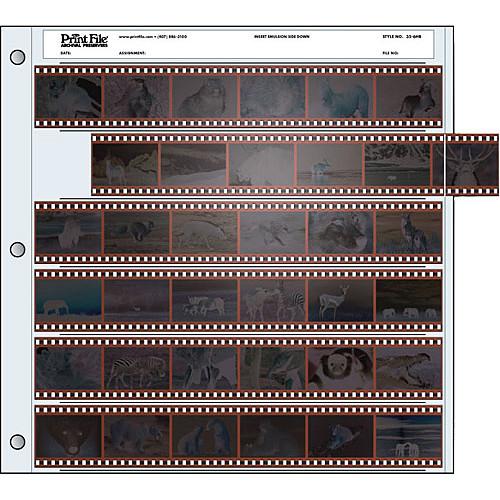 Print File Archival Storage Page for Negatives, 35mm, 6-Strips of 6-Frames - 100 Pack