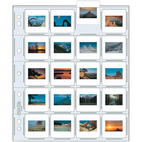 Print File Archival Storage Page for Slides, 35mm , Holds 20 Slides, Top-Load, Extra Heavyweight , Clear Back - Pack of 25