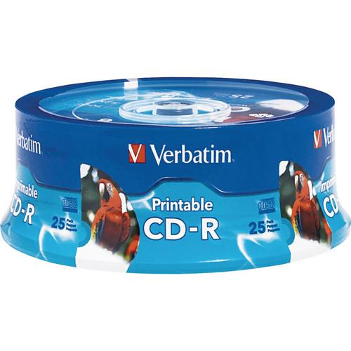 Verbatim CD-R 80 Minute, 700MB, 52xm Write-Once, White, Inkjet Printable, Hub Printable Recordable Compact Disc, Verbatim, CD-R, 80, Minute, 700MB, 52xm, Write-Once, White, Inkjet, Printable, Hub, Printable, Recordable, Compact, Disc