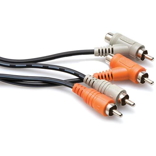 Hosa Technology 2 RCA Male to 2 RCA Angled Male Female Junction Dual Audio Cable - 6.5