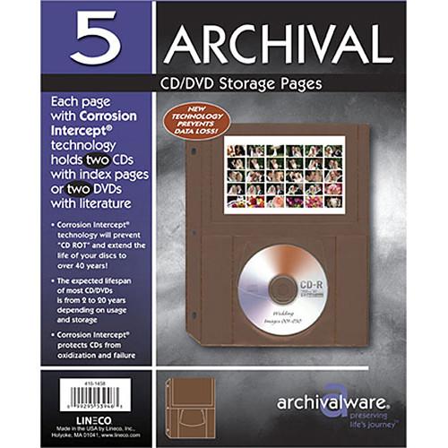 Lineco Archivalware CD DVD Page with Literature Pocket