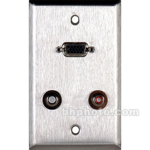 TecNec WPL-1155 1 Gang Wall Plate - HD-15 Barrel, 2 RCA Barrel, Silver