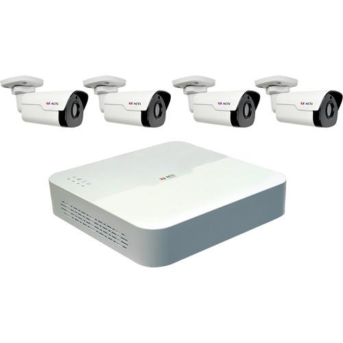 ACTi ZNR-120P 4-Channel 8MP NVR with 1TB HDD and 4 Z31 4MP Outdoor Night Vision Mini Bullet Cameras Kit