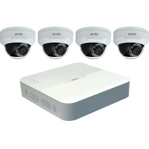 ACTi ZNR-120P 4-Channel 8MP NVR with 1TB HDD and 4 Z91 4MP Outdoor Night Vision Mini Dome Cameras Kit