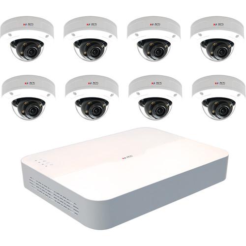 ACTi ZNR-121P 8-Channel 8MP NVR with 2TB HDD and 8 A92 3MP Outdoor Night Vision Mini Dome Cameras Kit