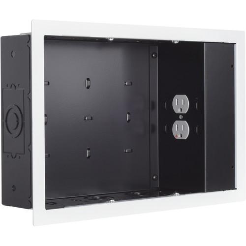 Chief In-Wall Storage Box with 2-Receptacle Outlet, EMI Filter & Surge Protection