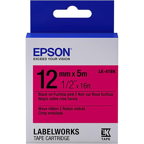 Epson LabelWorks Wave Ribbon LK Tape Black on Fuchsia Pink Cartridge