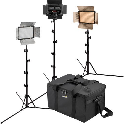 Genaray Escort Bi-Color Flood LED 3-Light Kit with Stands