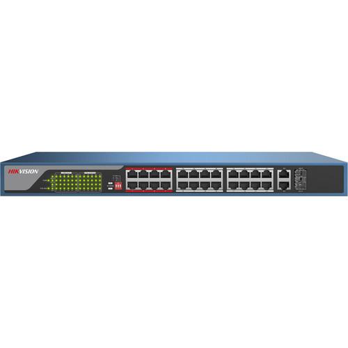 Hikvision Web-Managed PoE Switch with 24 PoE Electrical Ports and Two Combo Ports