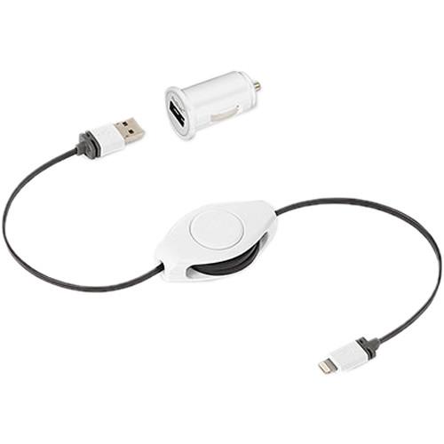 ReTrak Car Charger & Retractable Lightning to USB Cable for iOS Devices