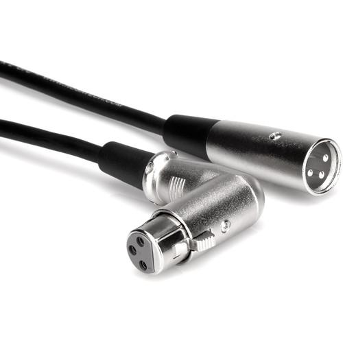 Hosa Technology 3-Pin XLR Male to XLR Angled Female Balanced Interconnect Cable - 1.5