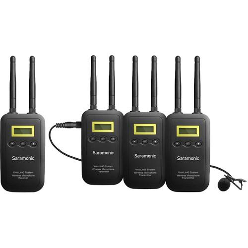 Saramonic VmicLink5 RX TX TX TX Camera-Mount Digital Wireless Microphone System with Three Bodypack Transmitters and Lavalier Mics