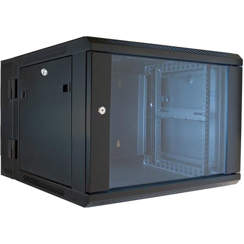 Video Mount Products 19" Hinged Wall Equipment Rack Enclosure with Tempered Glass Front Door