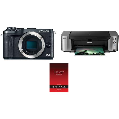 Canon EOS M6 Mirrorless Digital Camera Body with Inkjet Printer Kit