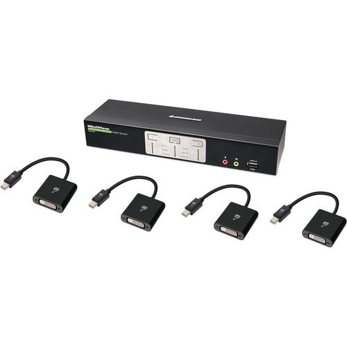 IOGEAR 2-Port DualView Dual-Link DVI KVMP Switch with Audio Kit with Four Mini DisplayPort Adapters