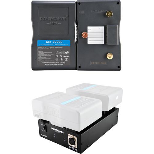 POWERANGE Gold Mount Dual Simultaneous Charging Base 16.4VDC Power Station with Two 98Wh Gold Mount Batteries